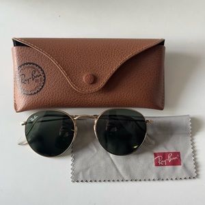 RAYBAN ROUND METAL 001 SUNGLASSES (GOLD/GREEN)